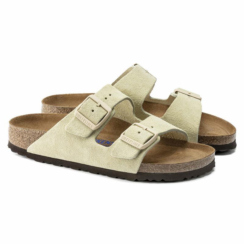 Birkenstock Soft Footbed Ruskind Læder Arizona Dame Gul | DK 66NWY